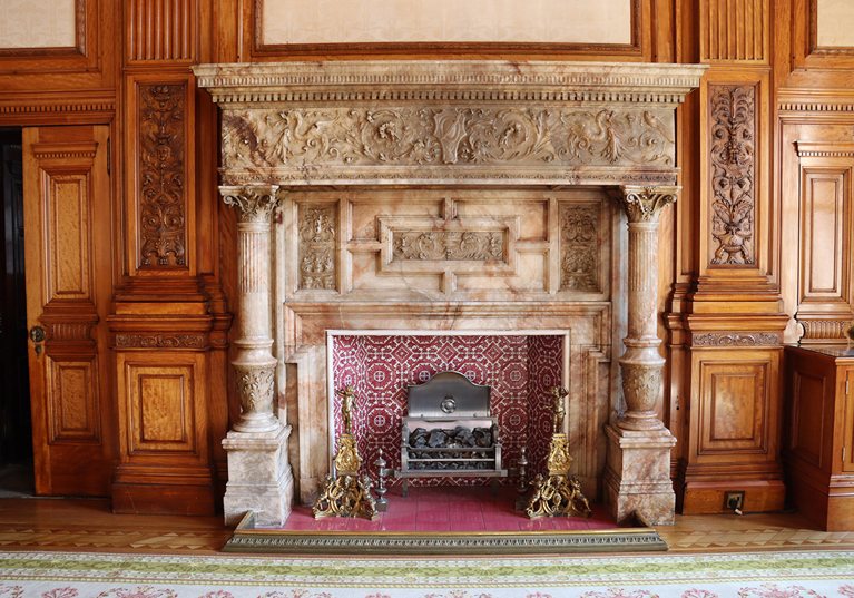 The alabaster fireplace in The Satinwood Suite in City Chambers.