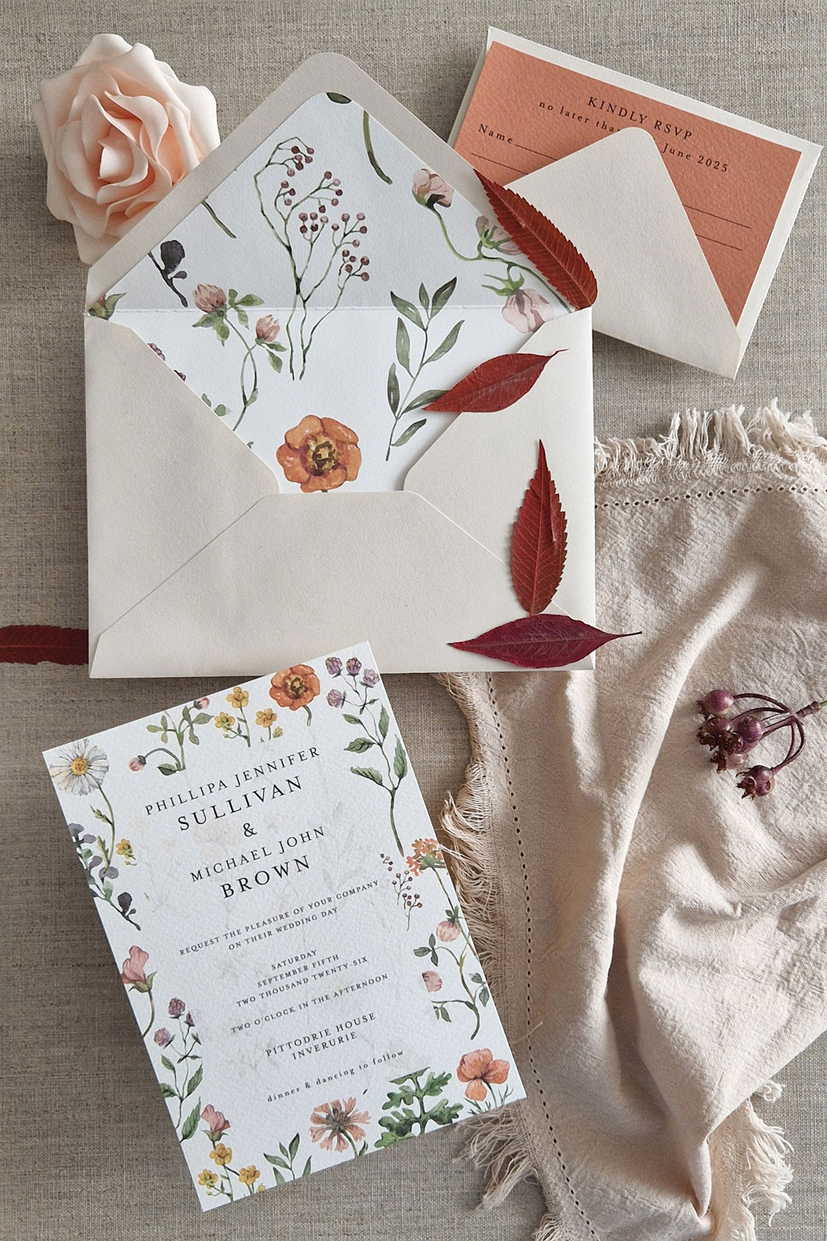 Scottish floral wedding stationery by Celtic Paperie