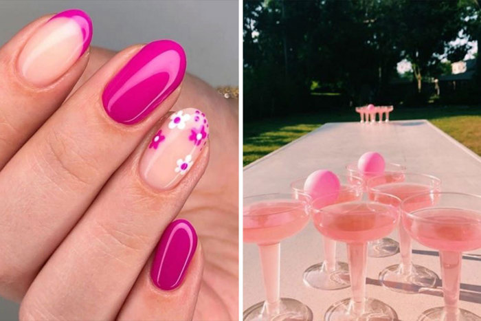 Pink nails and pink-themed beer pong