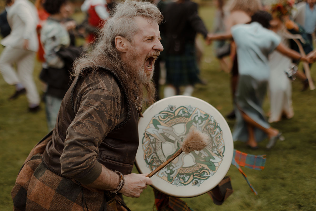 Clanna Drumma performing outdoors at Carrick Castle Estate Loch Goil wedding