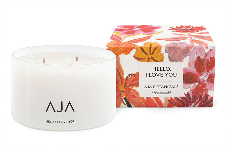 candle with floral packaging