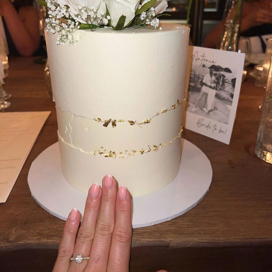 A hand with a white cake