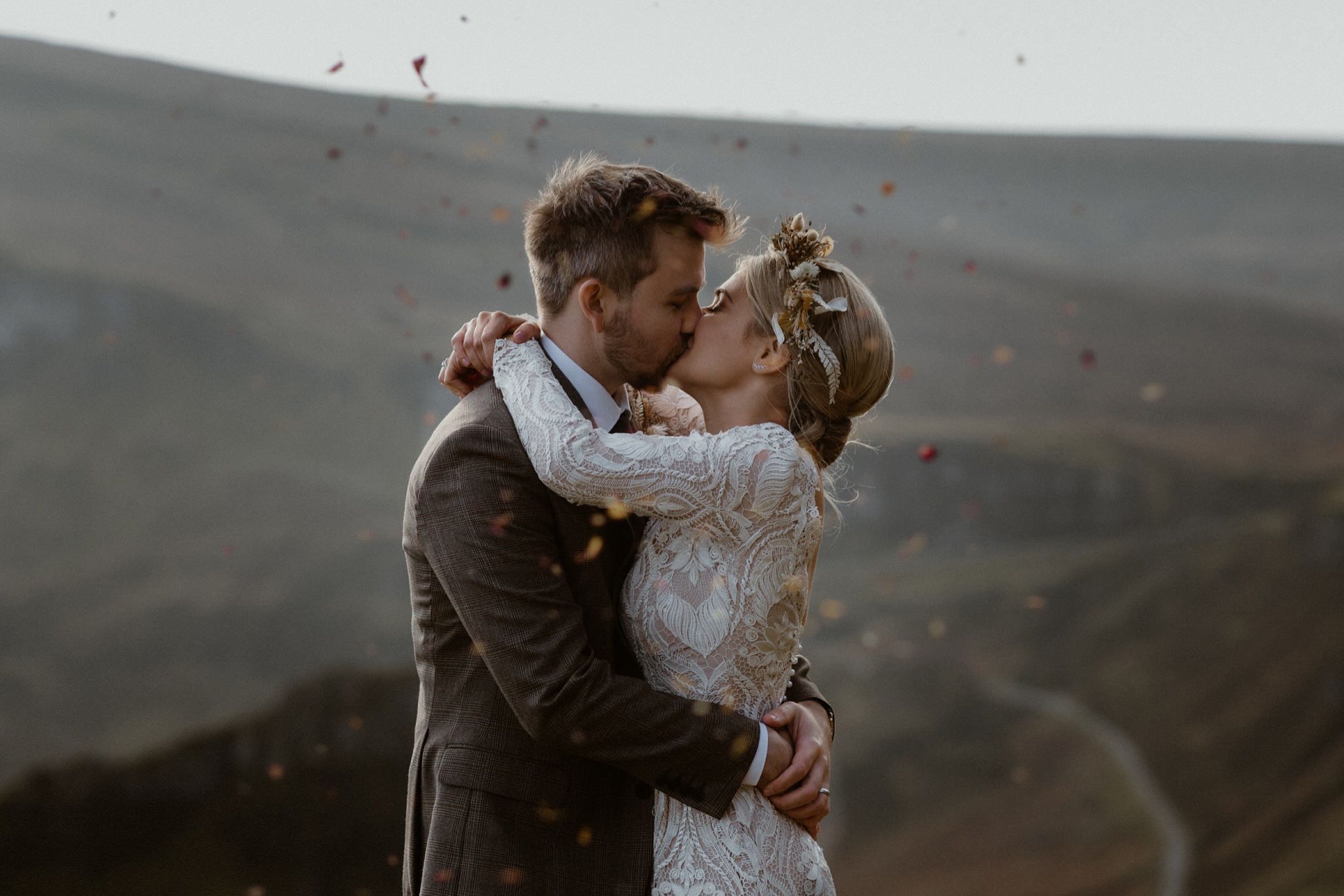 Couple Kissing After Their Isle Of Skye Elopement In Scotland
