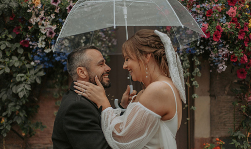 Couple portrait under an umbrella 