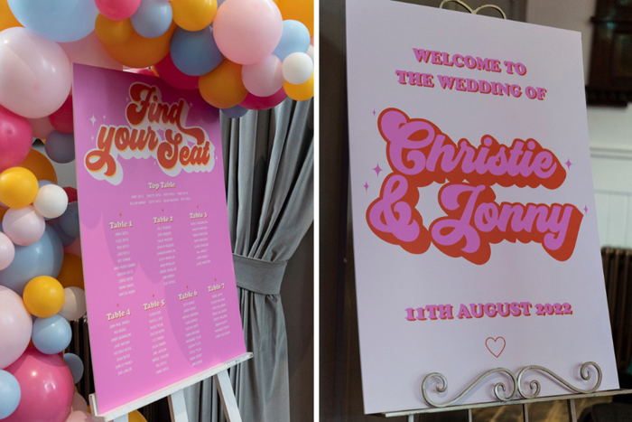 Pink And Orange Wedding Signs At St Lukes