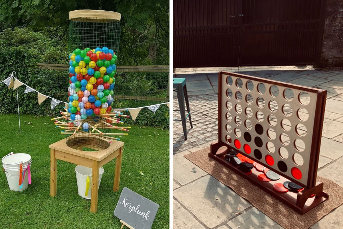 giant jenga and four in a row garden games for wedding