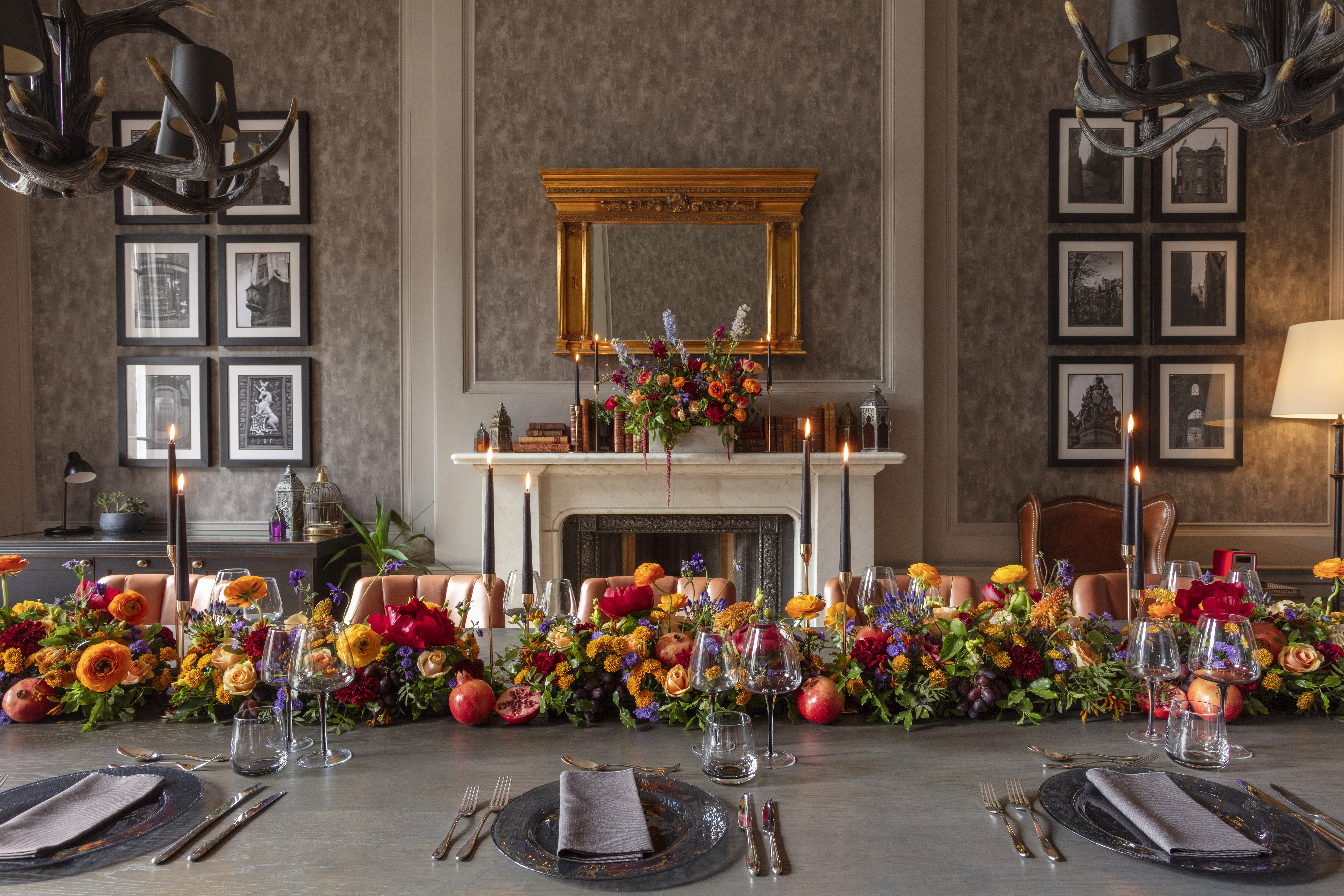 Colourful wedding table setup