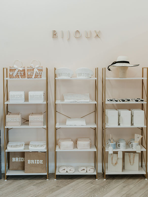 Bijoux bridal display of wifey and bride accessories