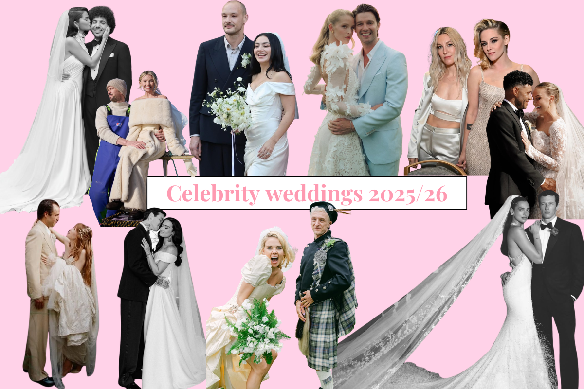 A header image with cutouts of celebrities who got married in 2025/2026 including Dua Lipa, Selena Gomez and Charli xcx
