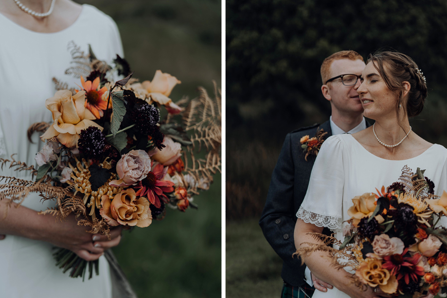 Image of bouquet and bride and groom couple portraits