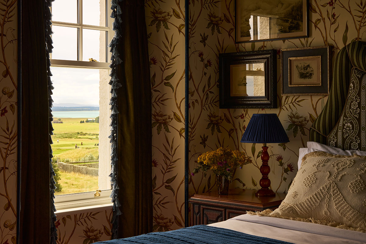 Bedroom at Dornoch Station with views towards the Dornoch Firth and Highland coastline