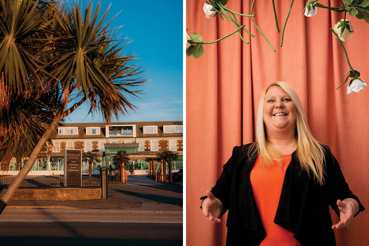 brisbane house exterior with palm tree on left and susan spence Manorview on right