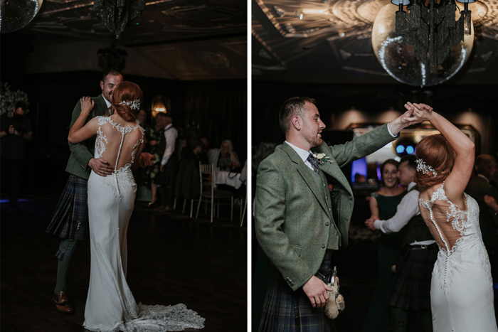 A Bride And Groom On The Dance Floor At Cornhill Castle