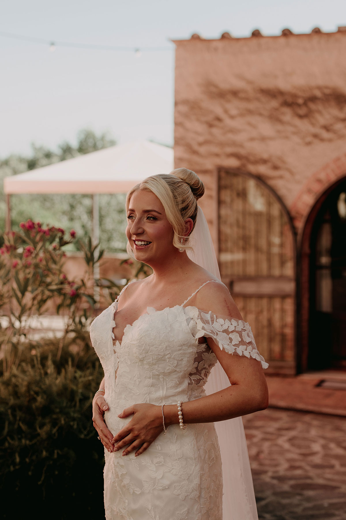Bride portrait before ceremony at Antico Borgo San Lorenzo Tuscany wedding venue