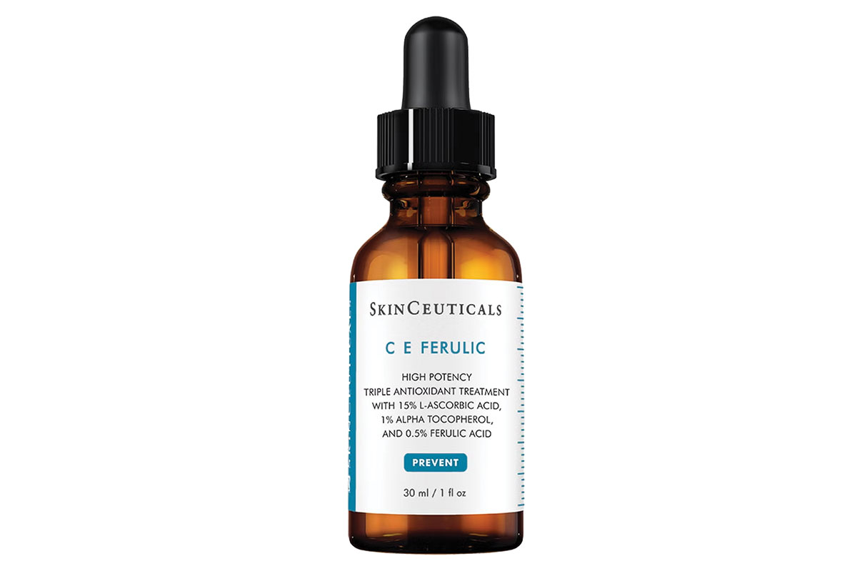 SkinCeuticals C E Ferulic vitamin C serum in an amber glass dropper bottle