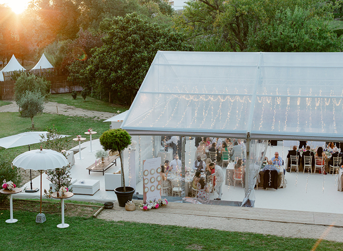 a wedding marquee in a garden at Quinta De Sao Tadeu