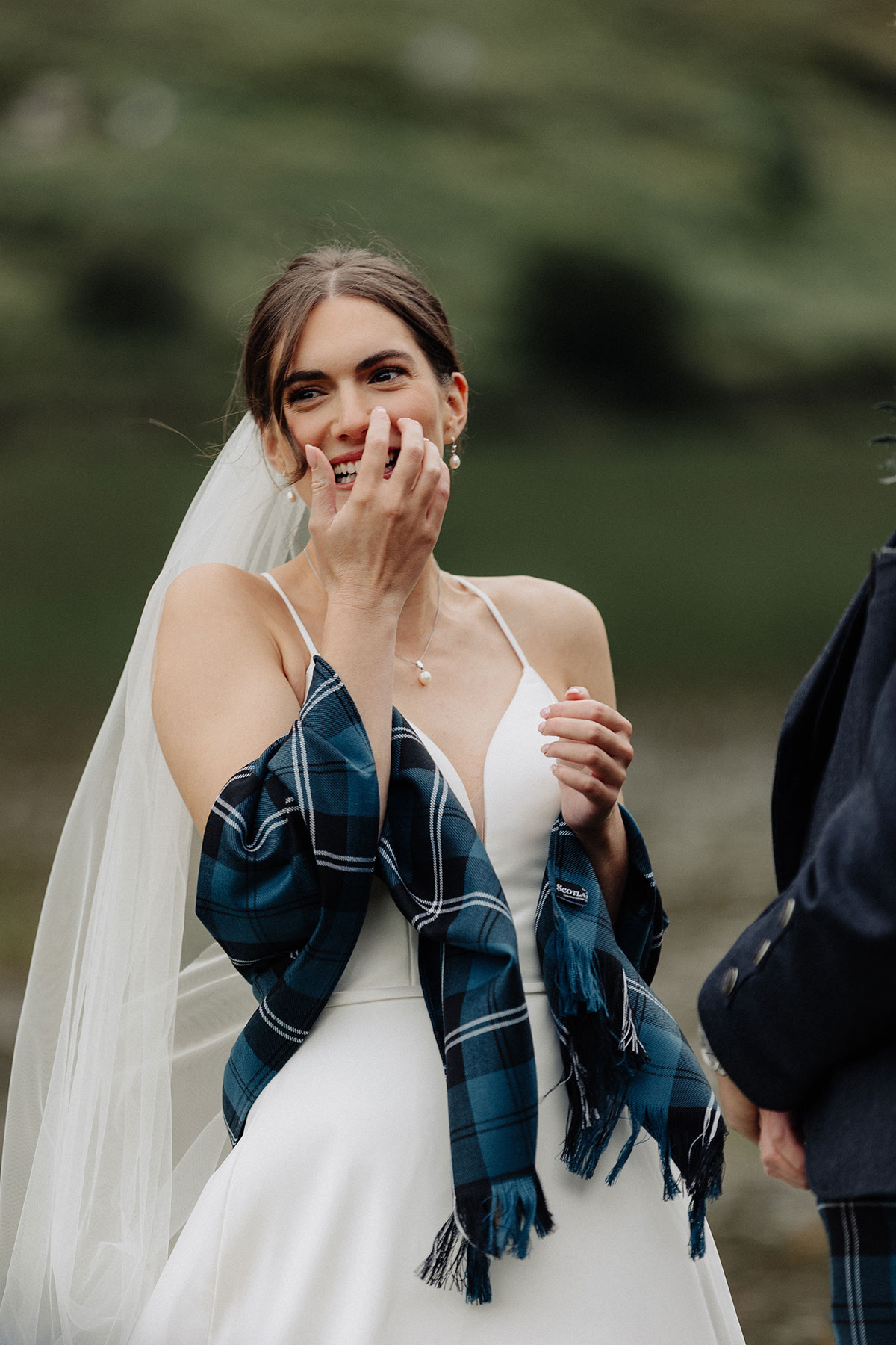 Bride laughing