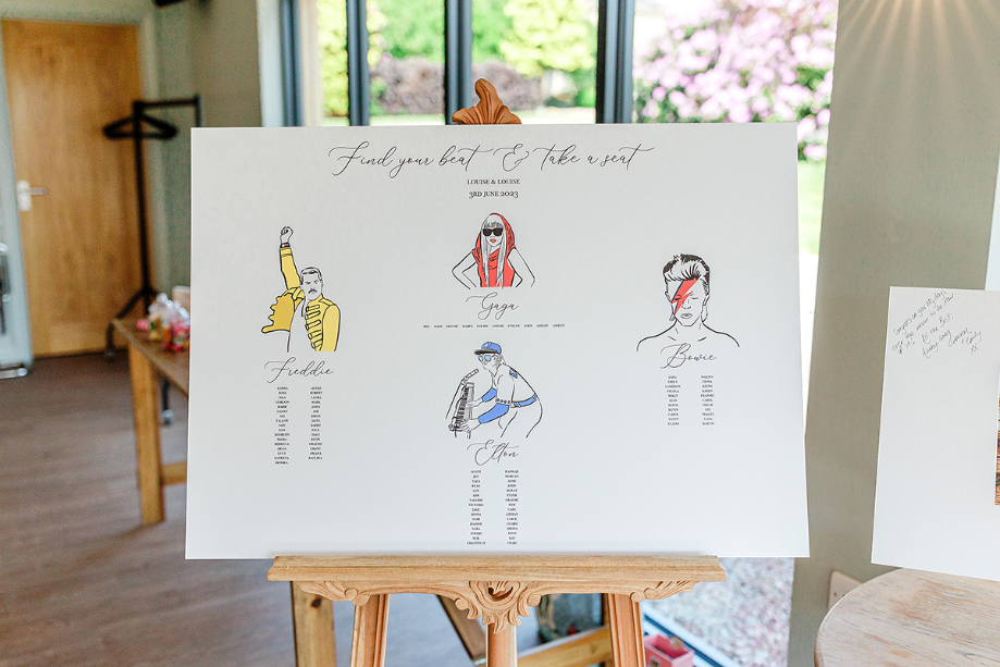 Seating charts with singers drawn on them