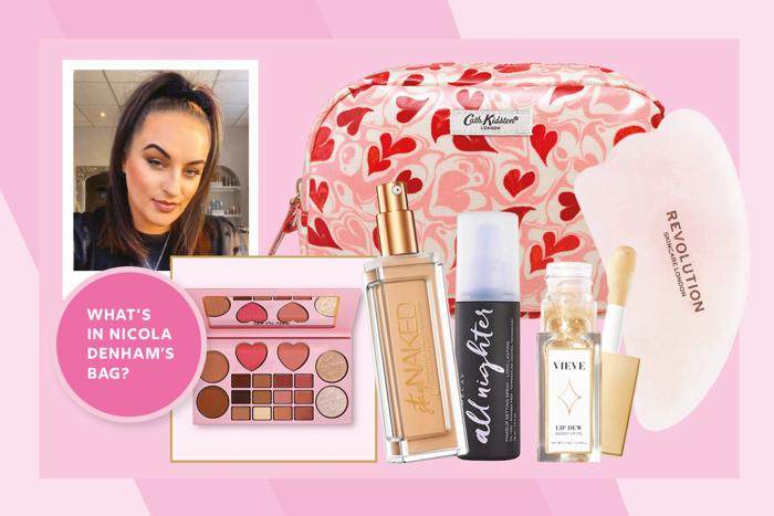 Image showing Nicola Denham from Honey and Violet Weddings and the items within her makeup bag 