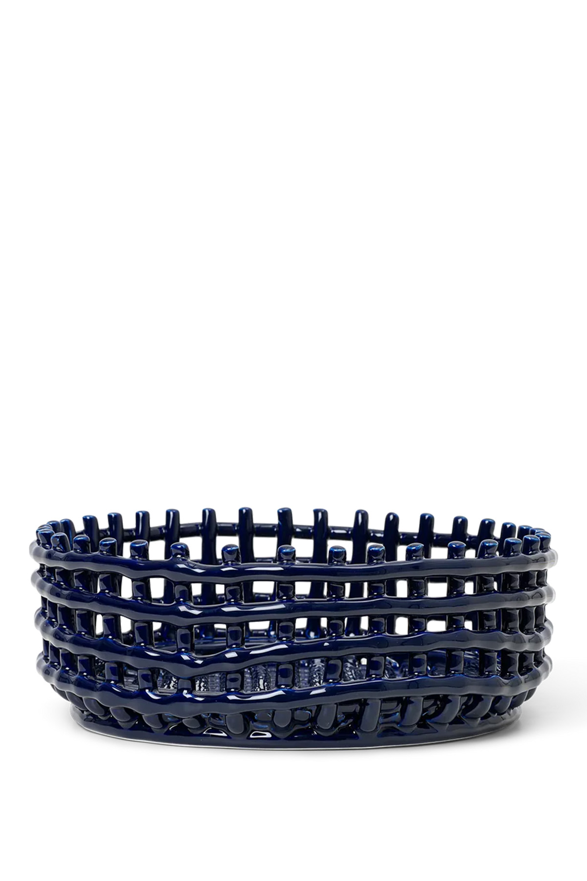 Ferm Living dark blue ceramic centrepiece bowl, a stylish wedding gift idea for couples who love modern homeware