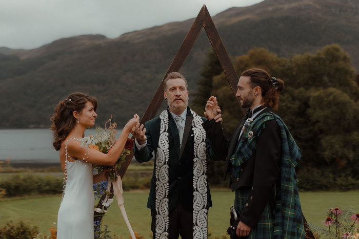 outdoor pagan wedding ceremony at Carrick Castle Estate