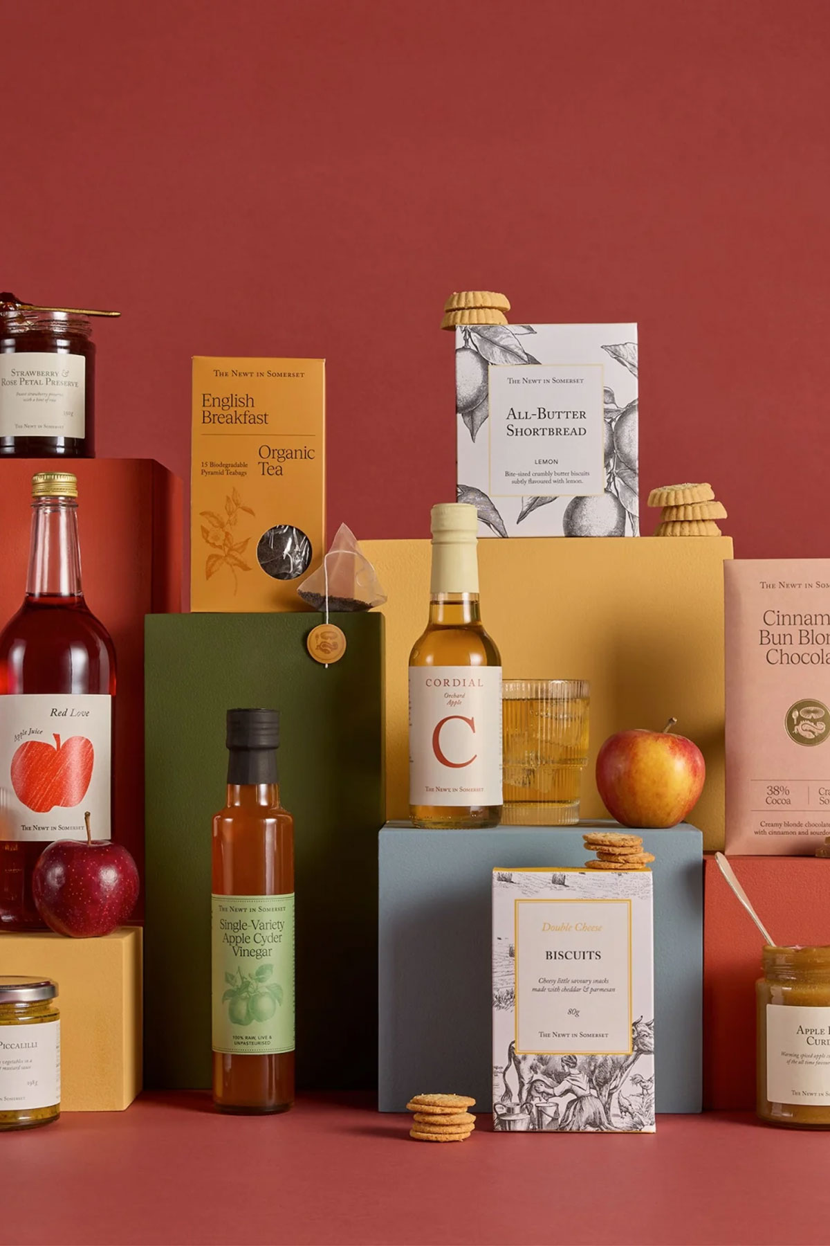 The Newt signature hamper with drinks, biscuits, preserves and pantry treats, a luxury wedding gift hamper idea for couples