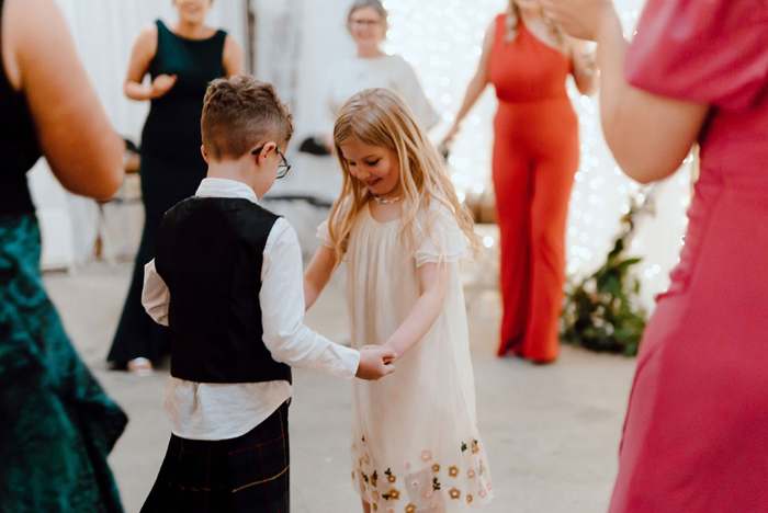 Children dancing during wedding reception