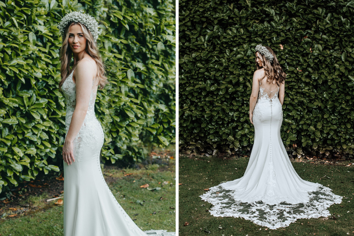 Shots of bride in her wedding gown outdoors