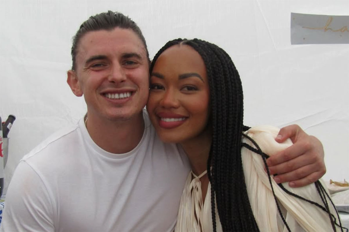 model and influencer maggie smith smiles with fiance jordan lowden