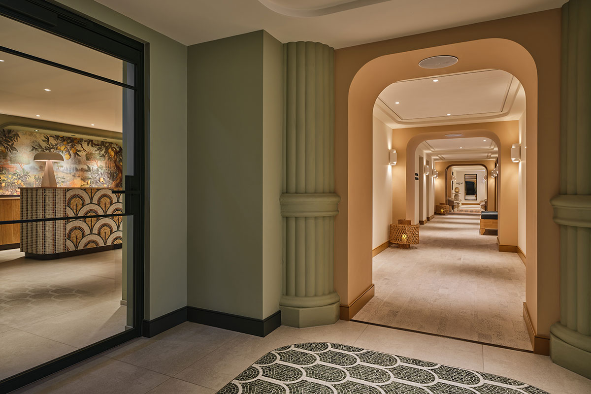 Reception area at Irene Forte Spa within The Balmoral Edinburgh featuring Mediterranean-inspired interiors and luxury wellness spaces