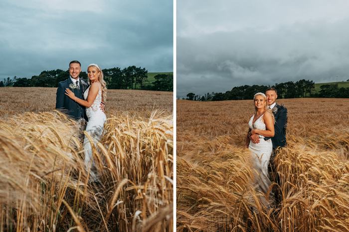 Corn Field Wedding Portraits Of Bride And Groom 