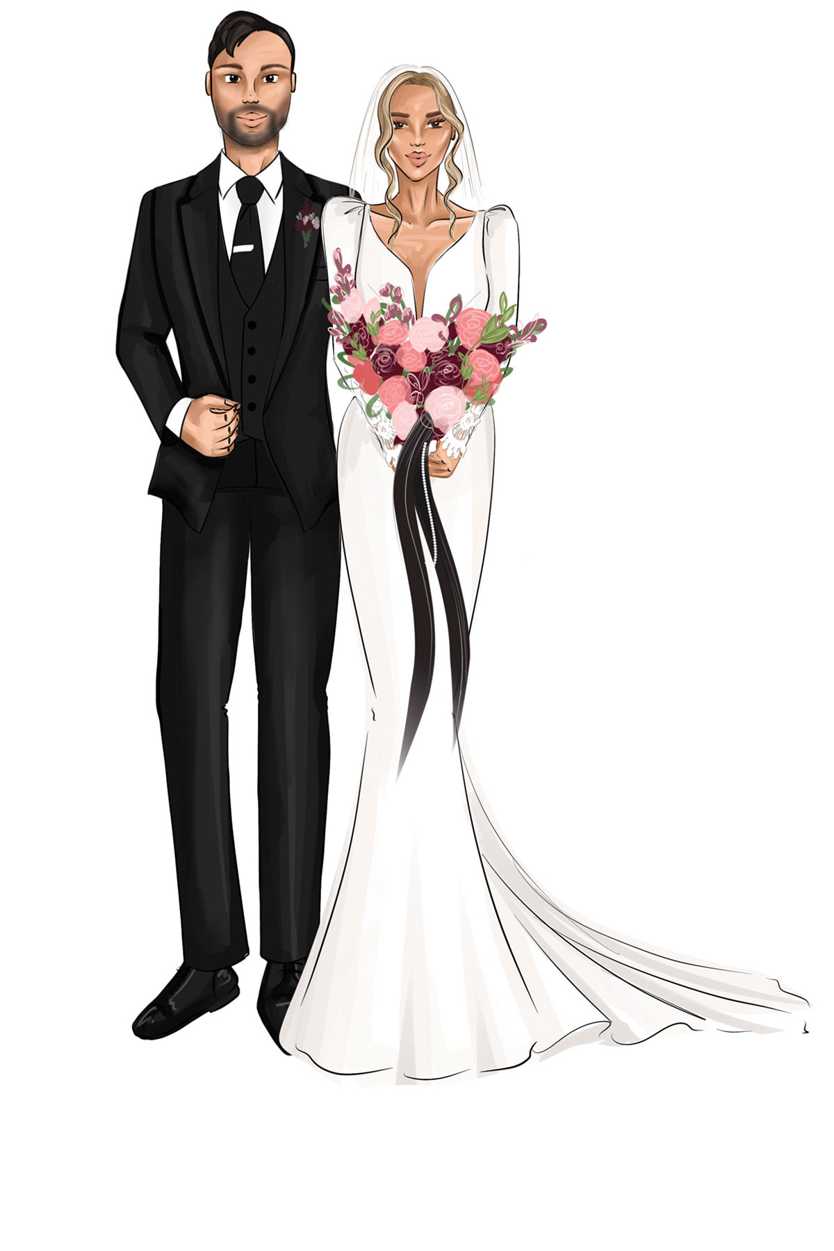 Wedding illustration by Hannah Benron, female founder of What Hannah Does, live wedding illustrator in Scotland.