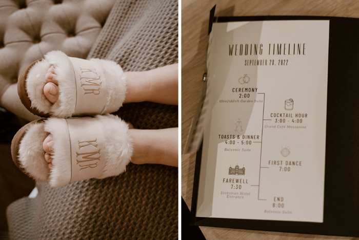 Personalised slippers and wedding planner 