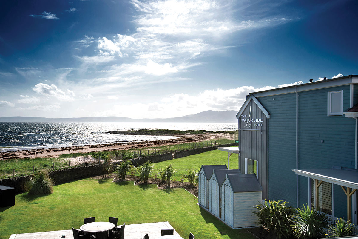 Exterior of The Waterside Hotel overlooking the Ayrshire coastline and gardens