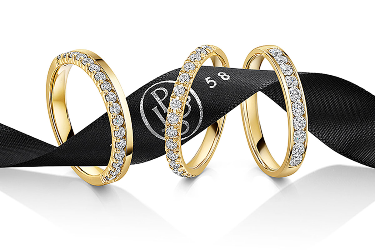 Gold diamond wedding rings James Porter & Son Scotland
