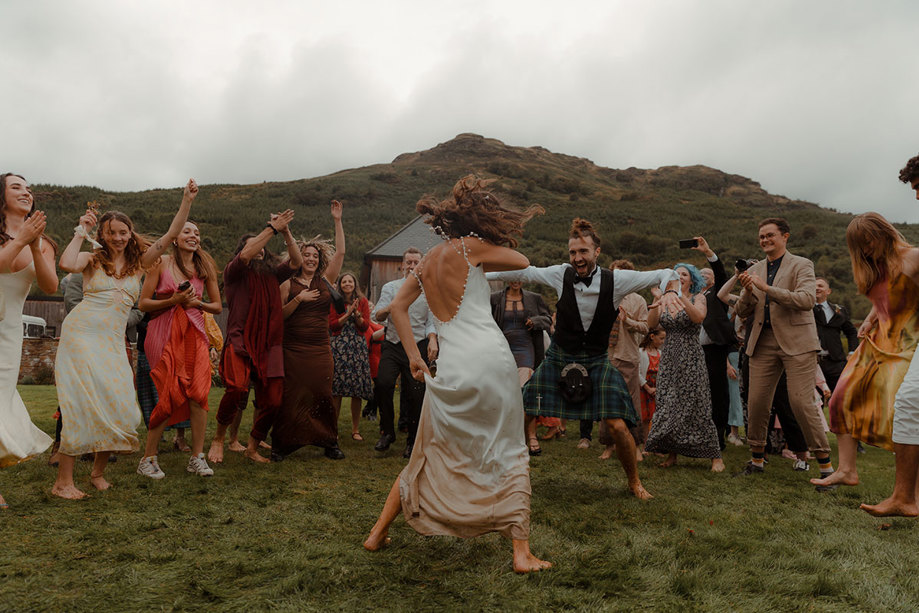 Carrick Castle Estate wedding outdoor ceilidh dancing