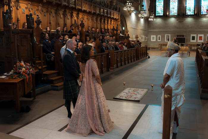 Hindu Blessing During A Wedding Ceremony At Glasgow University Memorial Chapel