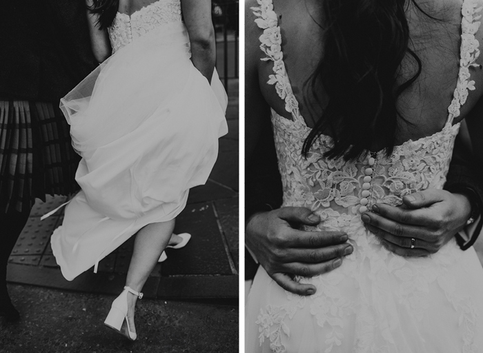 Detail shots of back of bride's dress