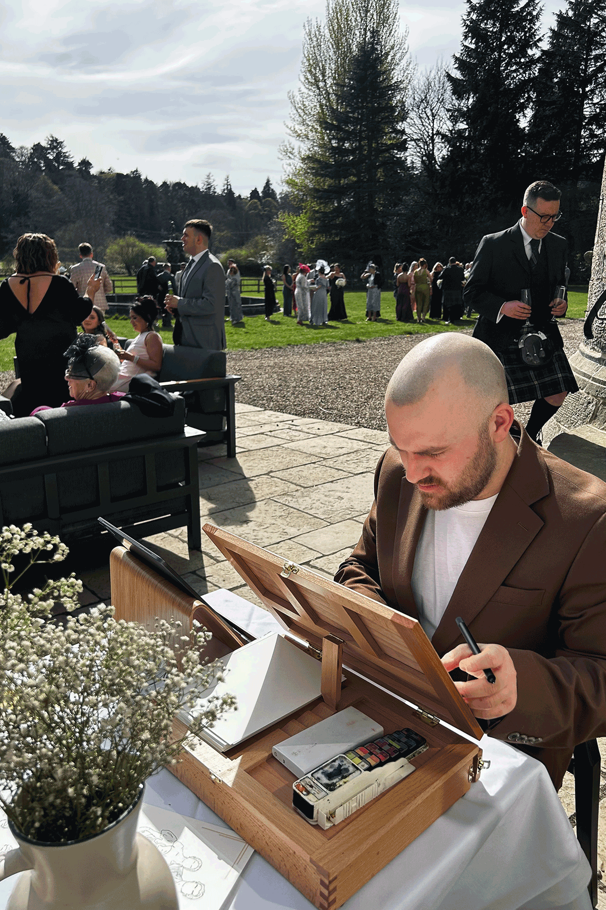 Andrew working live at a wedding