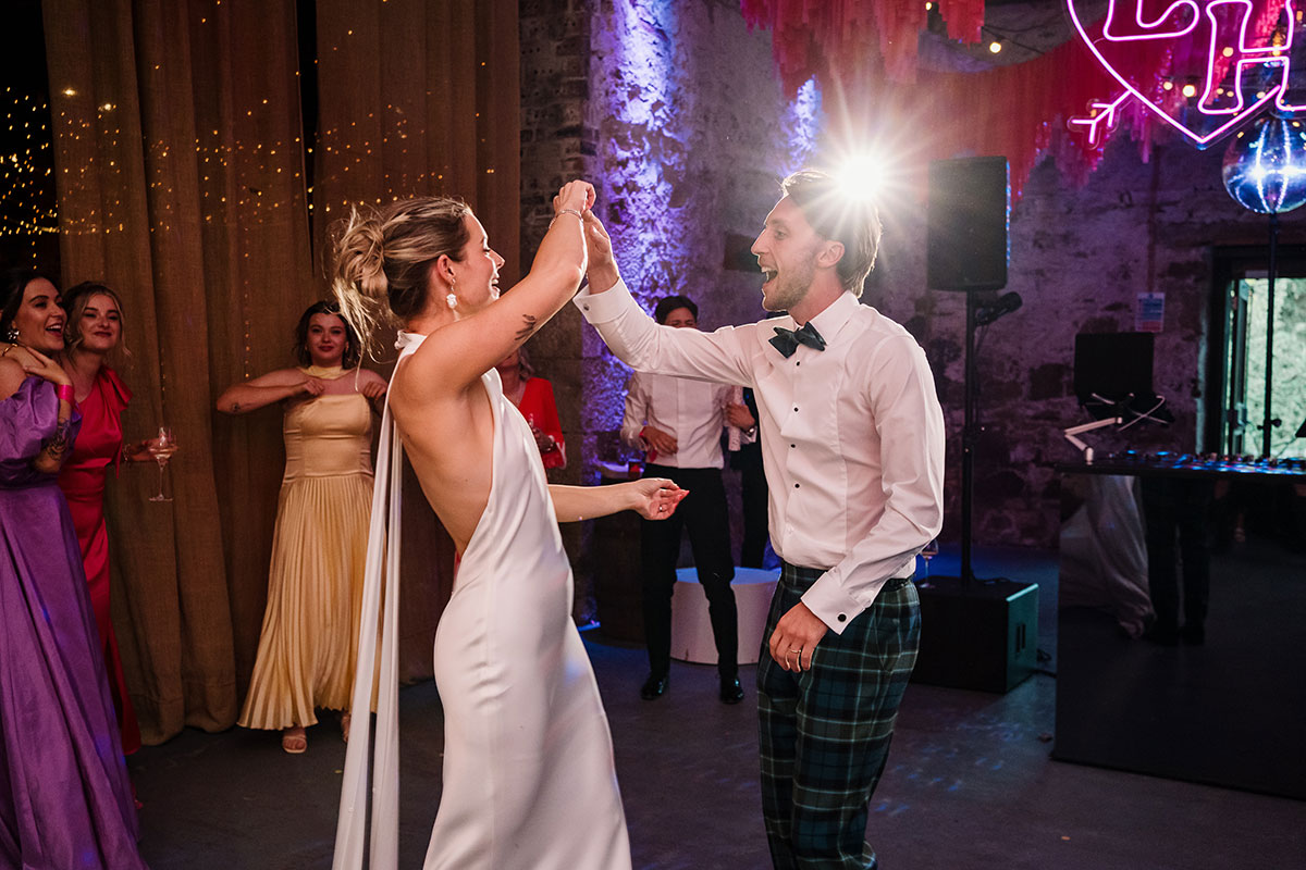 Bride and groom first dance at Kinkell Byre.