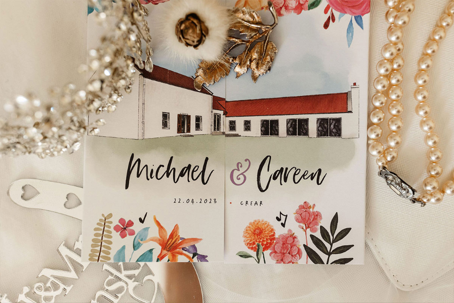 Colourful wedding signage