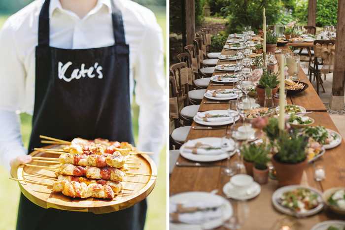 Kate's Bespoke Catering food and image showing table set for wedding