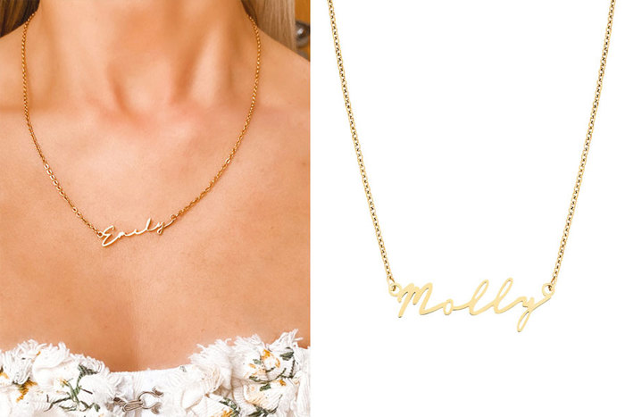 a gold name necklace 