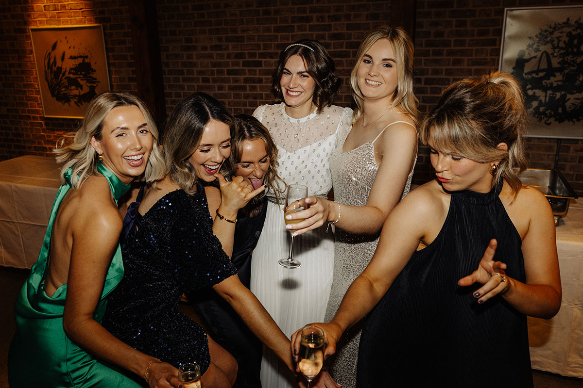 Bride with friends at Robert Burns Museum reception