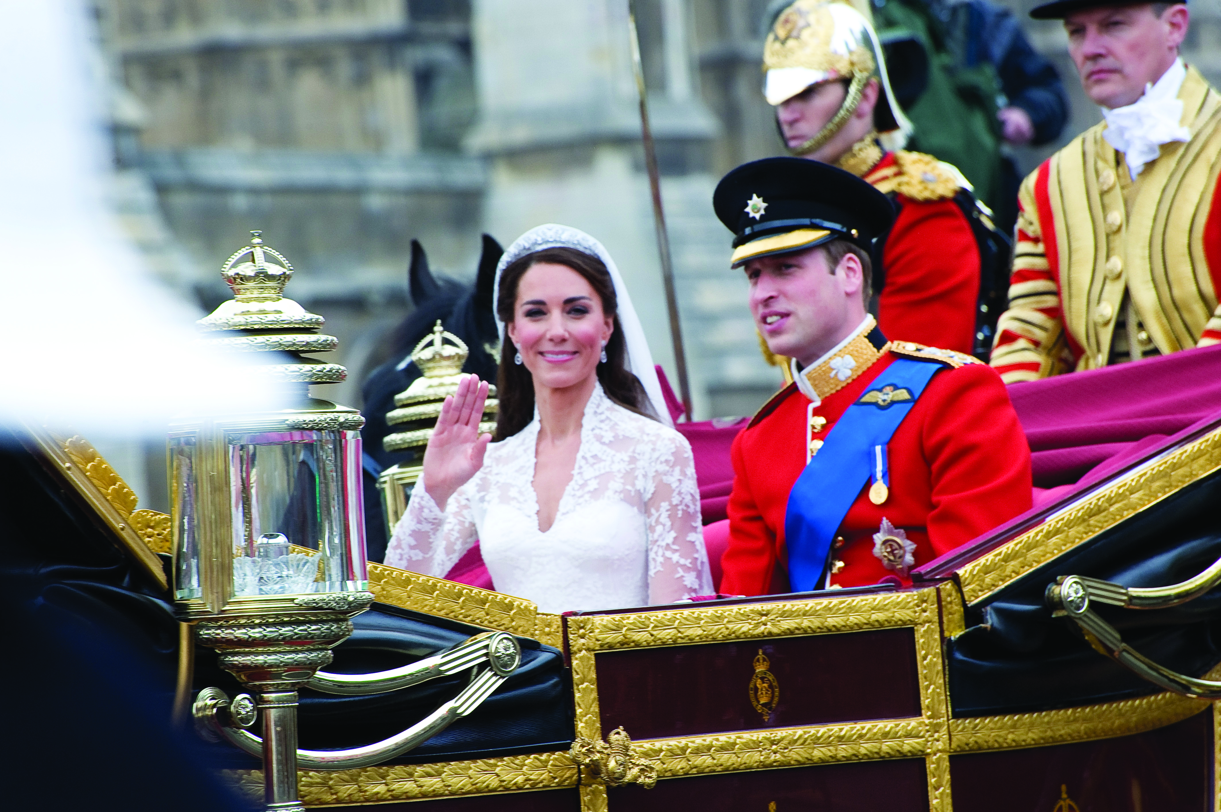 Kate Middleton and Prince William just after their wedding ceremony 