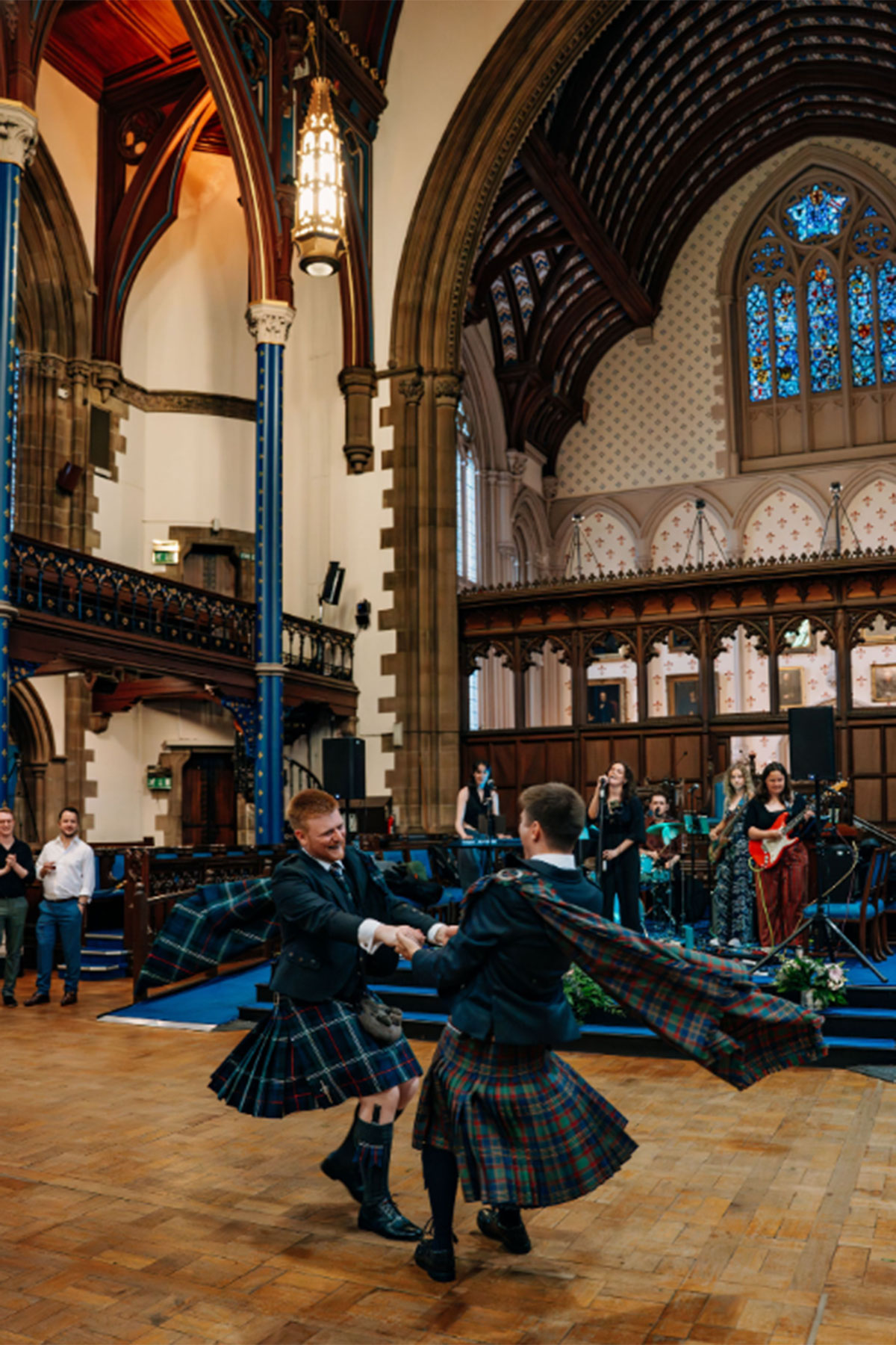 grooms dance wearing kilts at glasgow university