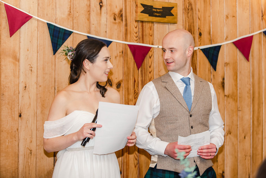 Bride and groom do a joint wedding speech