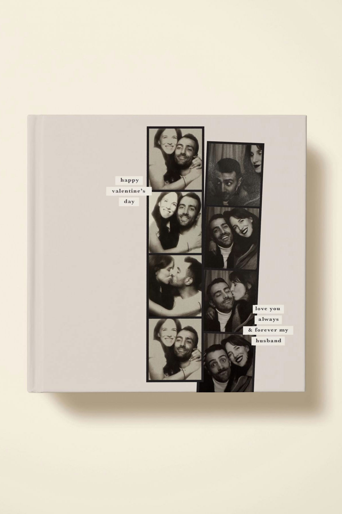 Papier Instant Love photo album with photo booth images on the cover, a personalised wedding gift for newlyweds