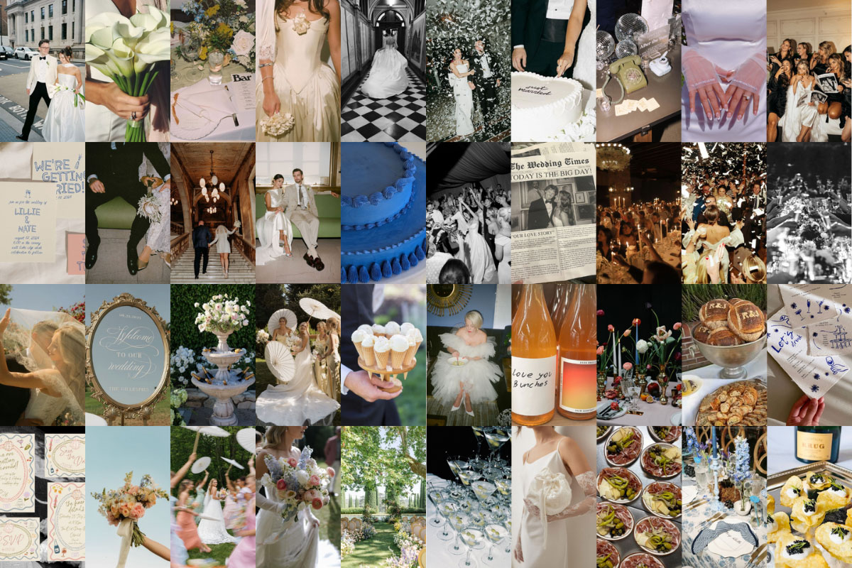 A collage of the TTKS's team's wedding mood boards