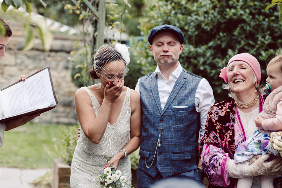 Bride And Groom Reaction during wedding ceremony